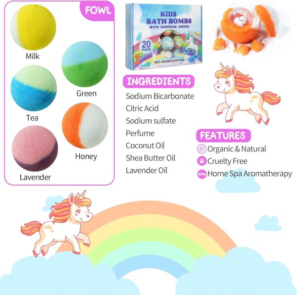 Bath Bombs Gift Set for Kids, 20 Pcs Handmade Bath Bombs Box, Spa Luxetique Christmas Gifts Set - PickMora - Image 5